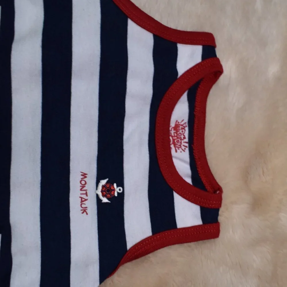 Baby Girls Red White & Blue Striped Sleeveless Dress Size 0/ 3-6 Months